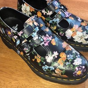 Doc Martens-Black Floral Mary Janes Size 7.5